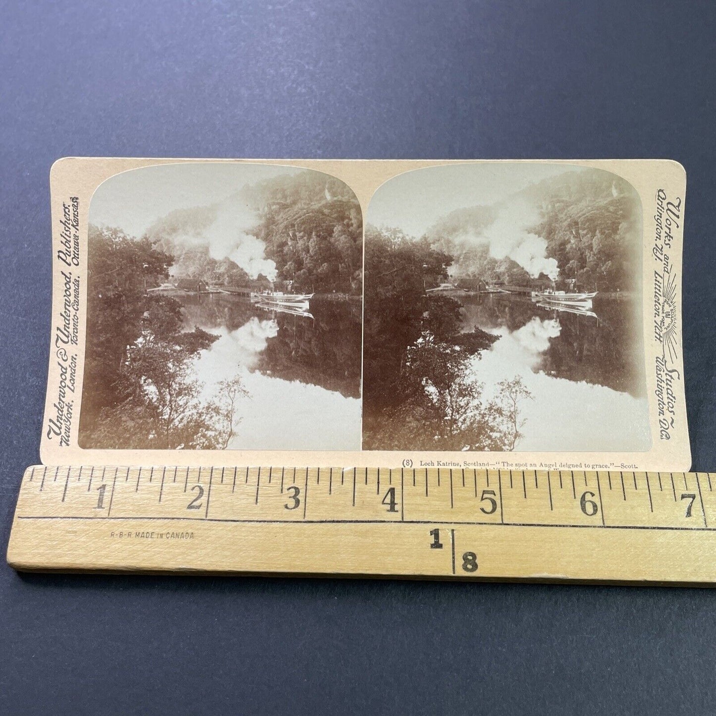 Antique 1896 Rob Roy Steamboat Loch Katrine Scotland Stereoview Photo Card P3924