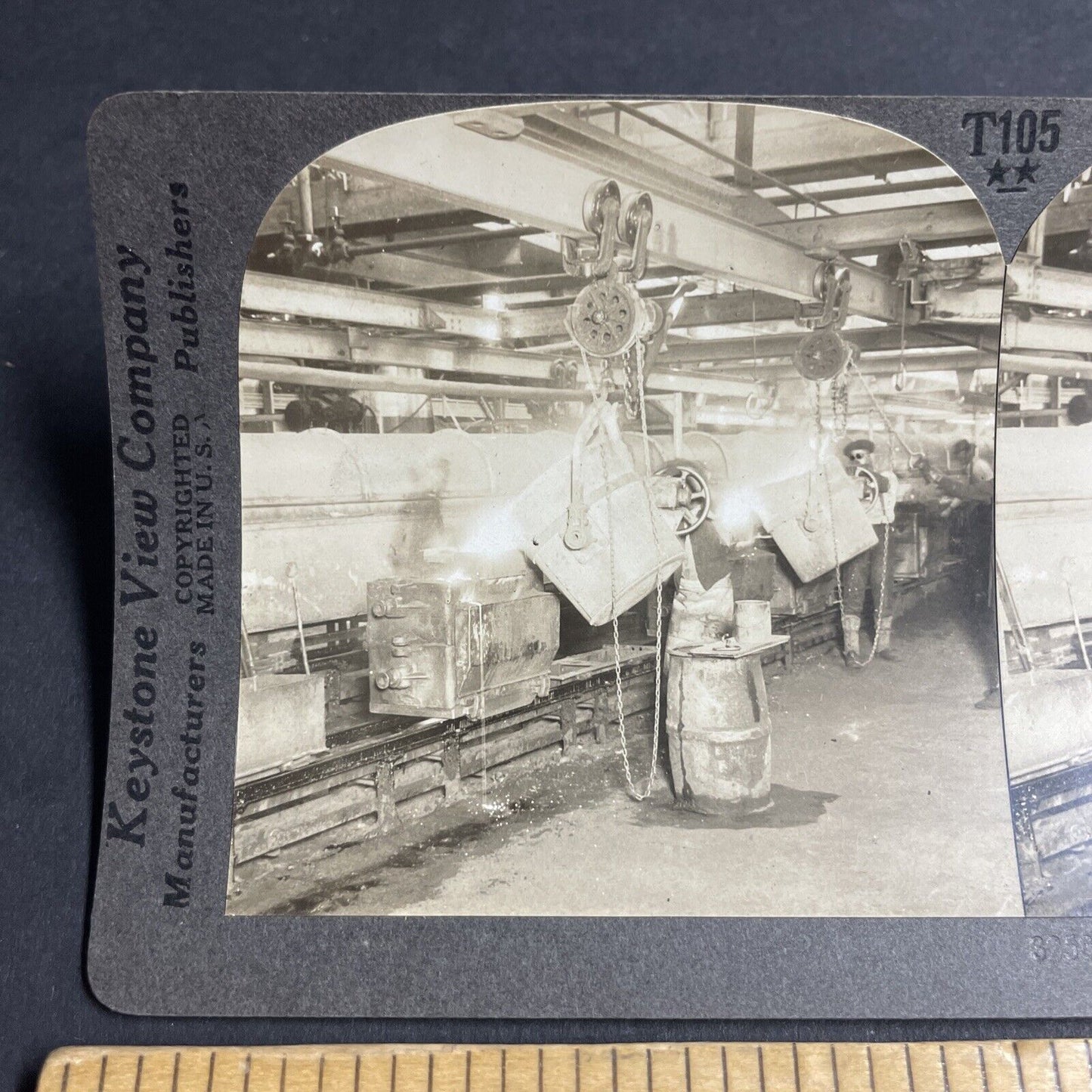 Antique 1929 Ford Motor Engine Plant Detroit Michigan Stereoview Photo Card 4832