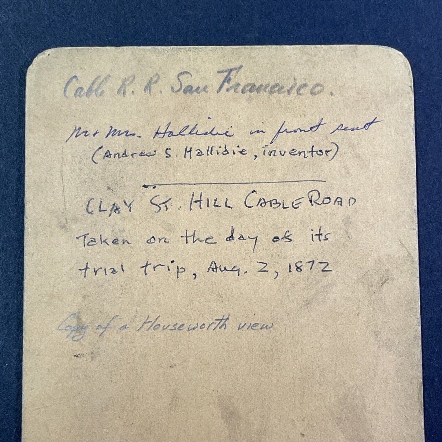 Clay Street Hill Railroad First Trip Stereoview San Francisco Antique 1873 X824