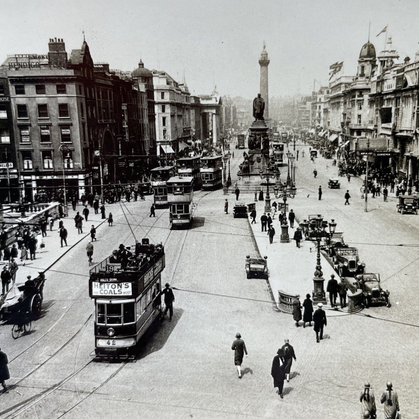 Antique 1910s O'Connell Street Dublin Ireland Stereoview Photo Card P2770