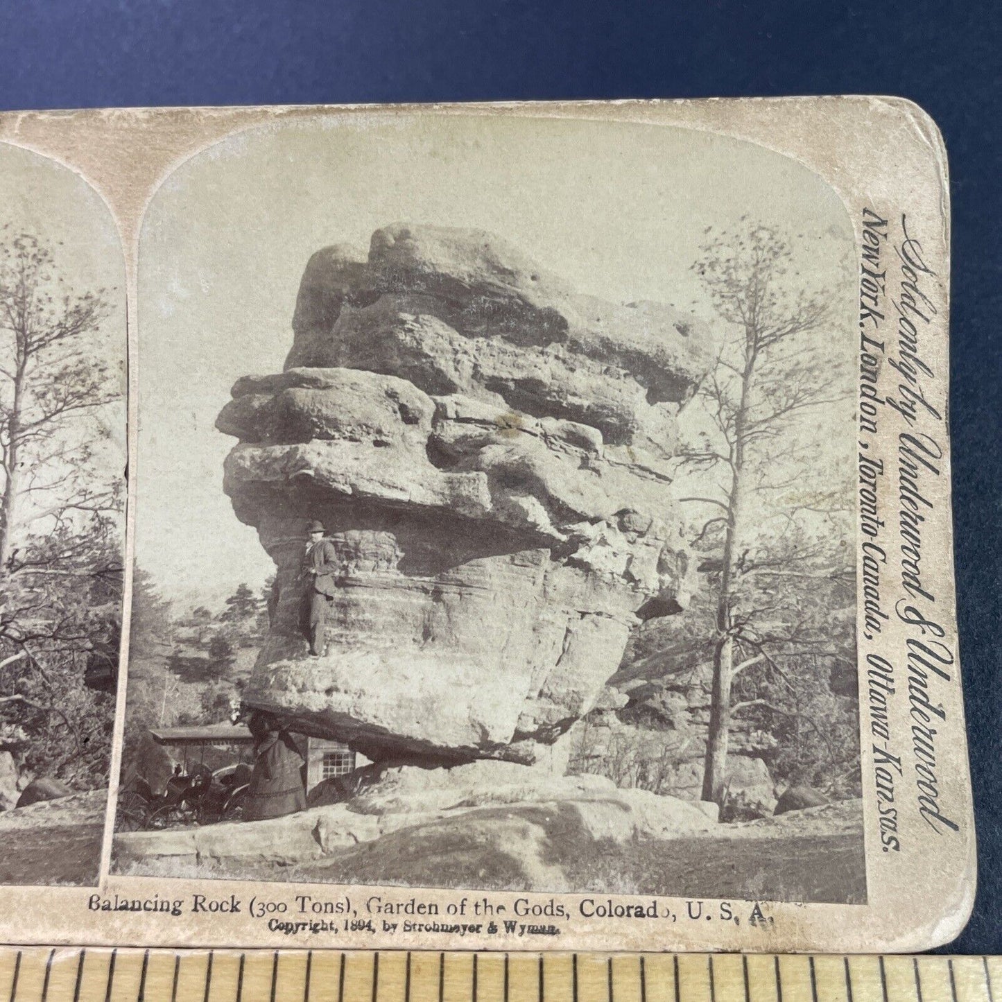 Antique 1894 Balanced Rock Garden Of The Gods CO Stereoview Photo Card P3865