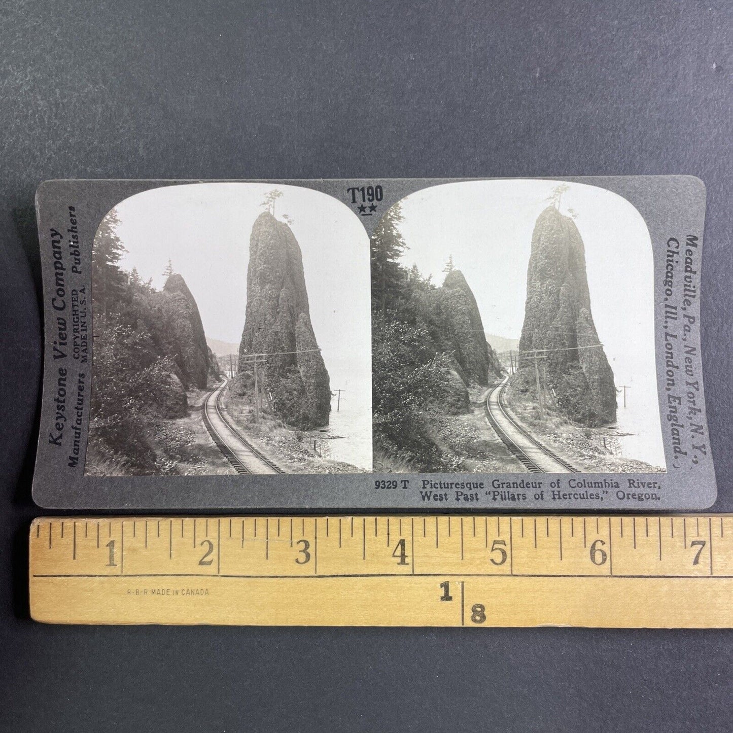 Hercules Pillars Train Pass Columbia River Oregon Stereoview c1909 Y1157