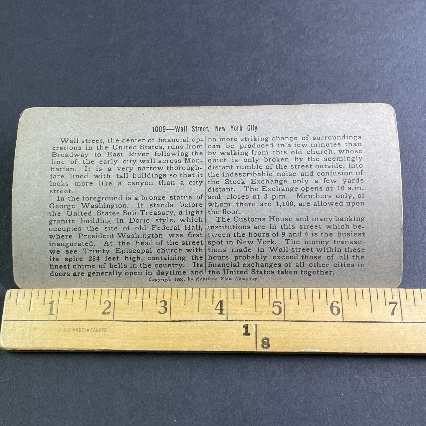 Antique 1909 Wall Street Stock Exchange New York Stereoview Photo Card P2240