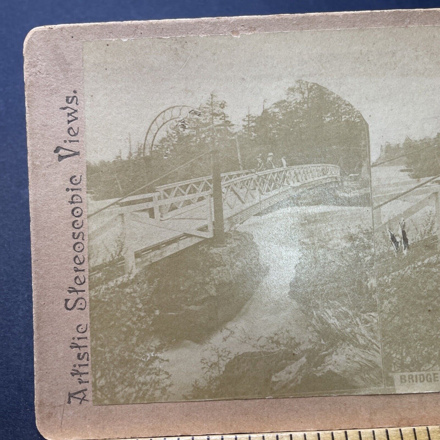 Antique 1860s Three Sisters Island Niagara Falls NY Stereoview Photo Card P2306