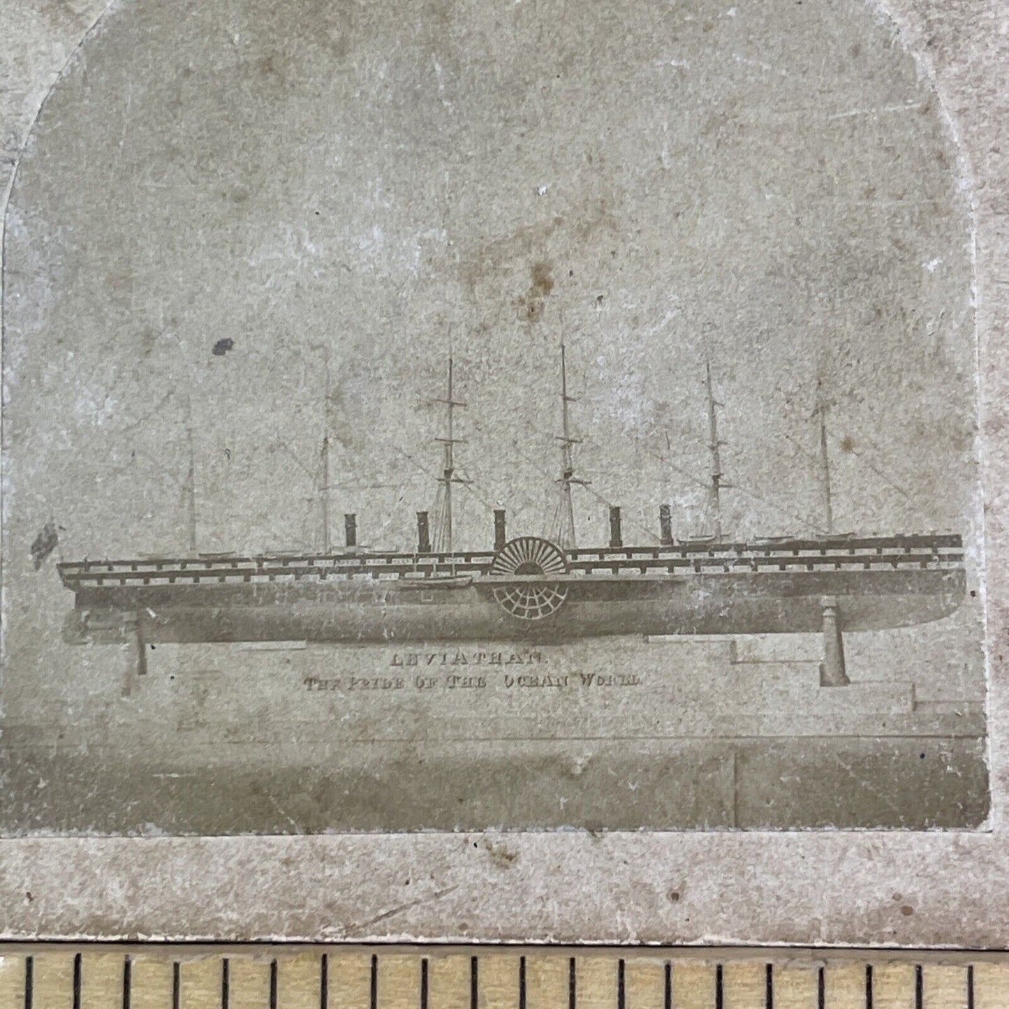 SS Leviathan / SS Great Eastern Stereoview Paddle Ship Antique c1859 X2858