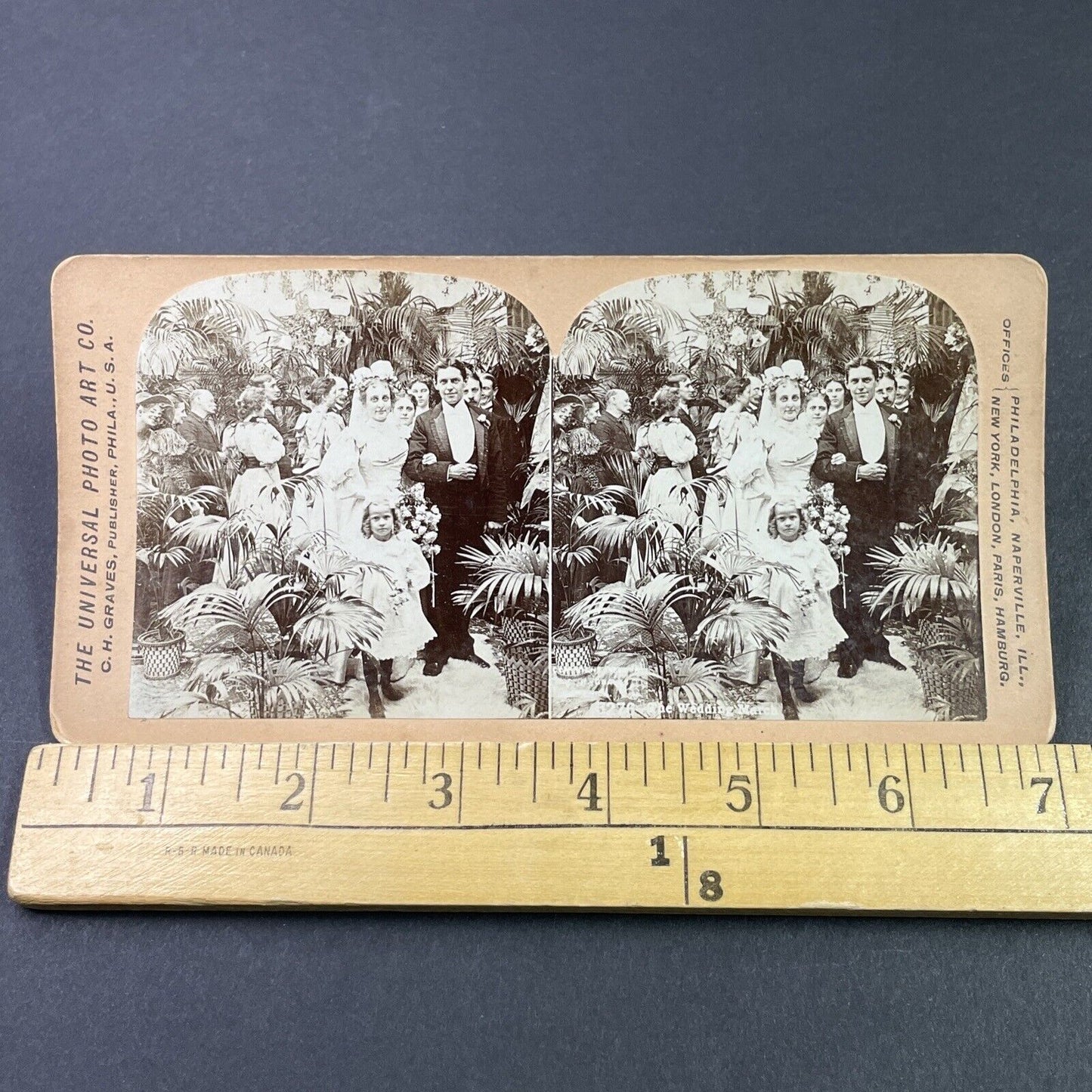 Antique 1897 Happy Couple After Wedding Smile Stereoview Photo Card P3375