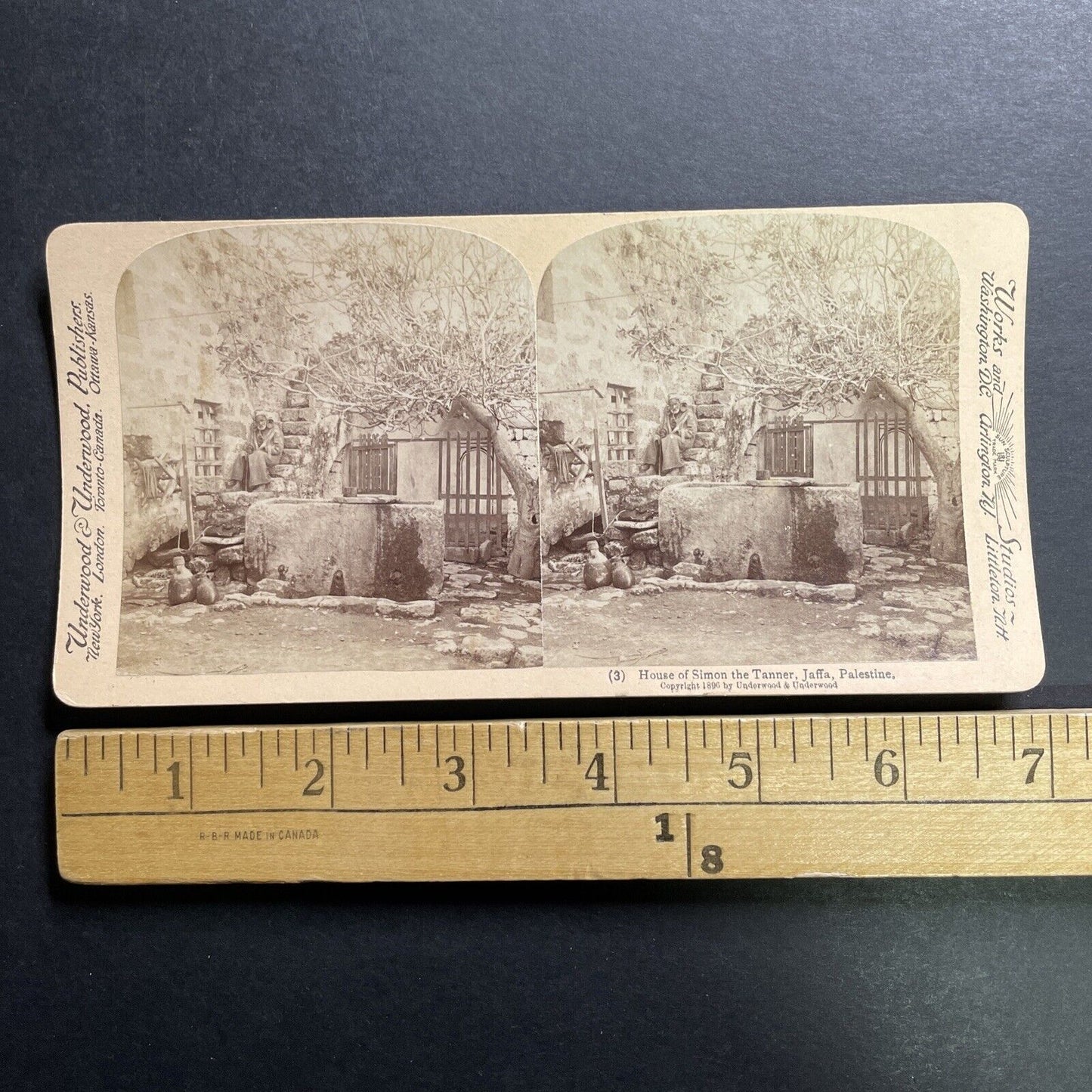 Antique 1896 House Of Simon The Tanner Jaffa Israel Stereoview Photo Card P1370