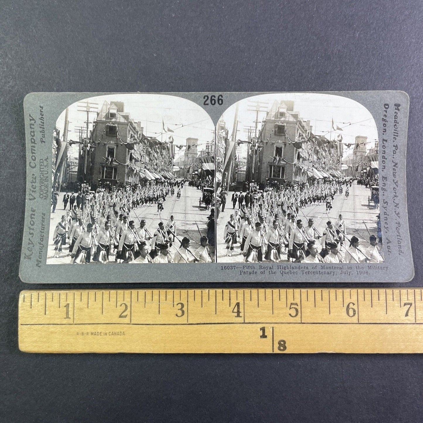 Fifth Royal Highlanders of Montreal Marching Quebec Canada Stereoview 1908 Y2565