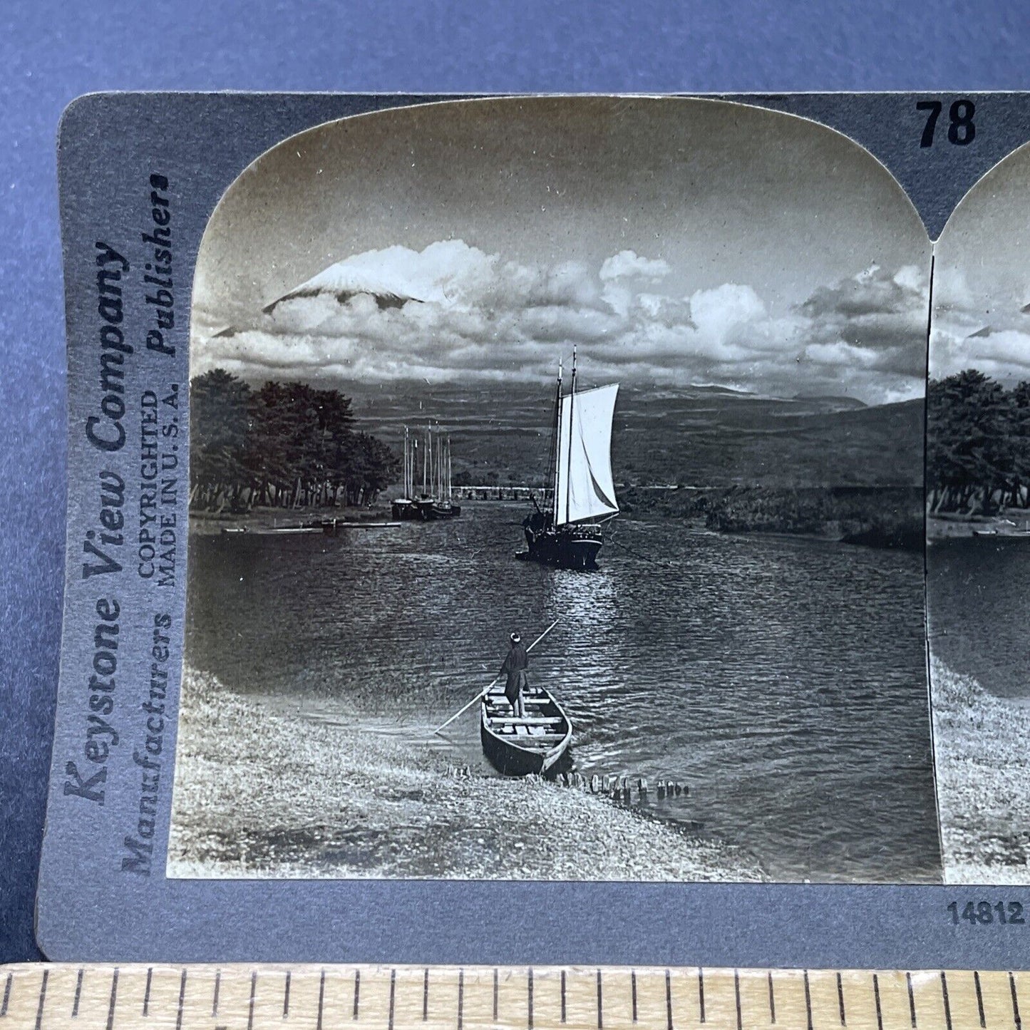 Antique 1910s Japanese Fisherman On Sea Japan Stereoview Photo Card P2753