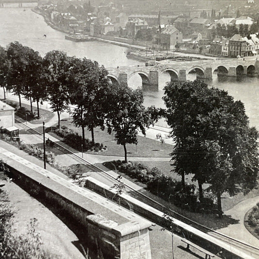 Antique 1920s Namur Belgium City & River View Stereoview Photo Card P3685