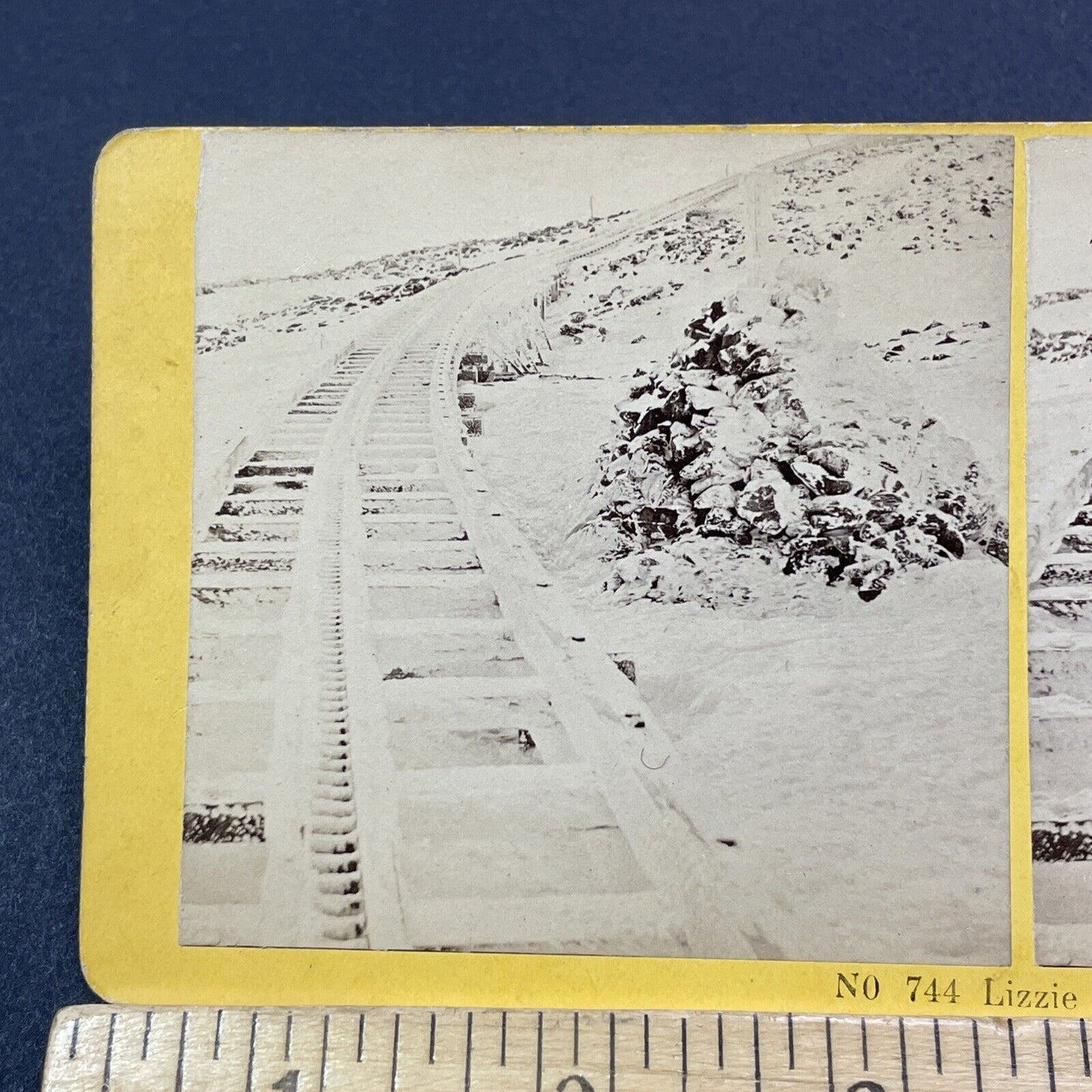 Antique 1869 Frozen Mt Washington Railroad NH Stereoview Photo Card V2019