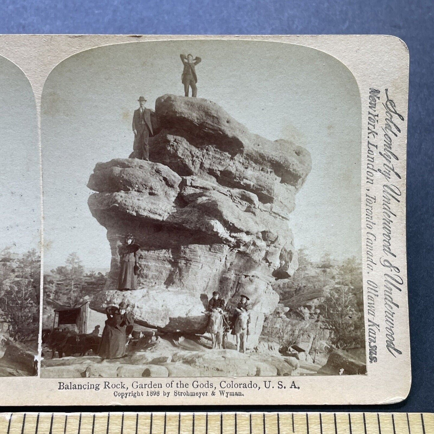 Antique 1898 Balanced Rock Colorado Springs CO Stereoview Photo Card P2415