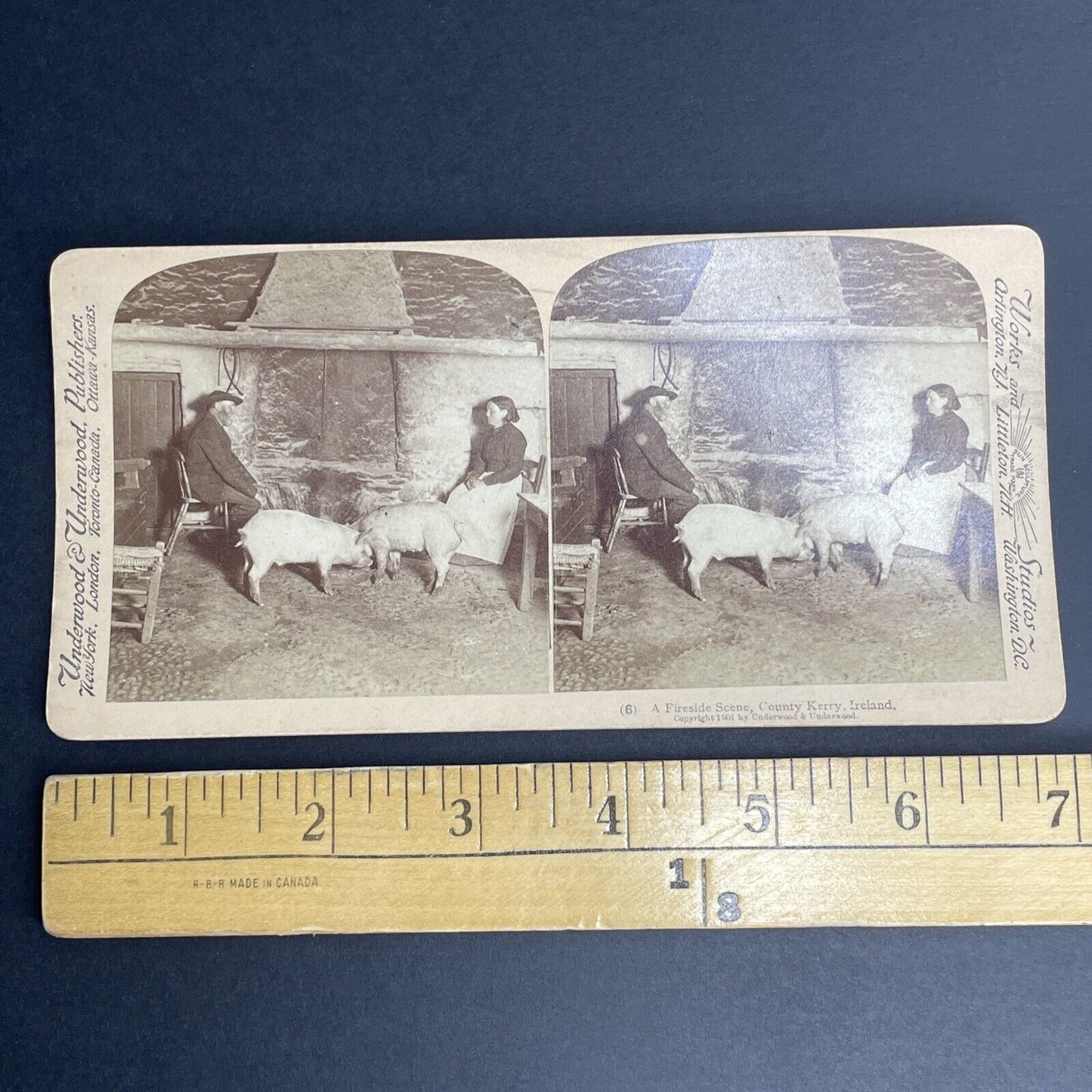 Antique 1901 County Kerry Ireland Farmers Stereoview Photo Card PC766