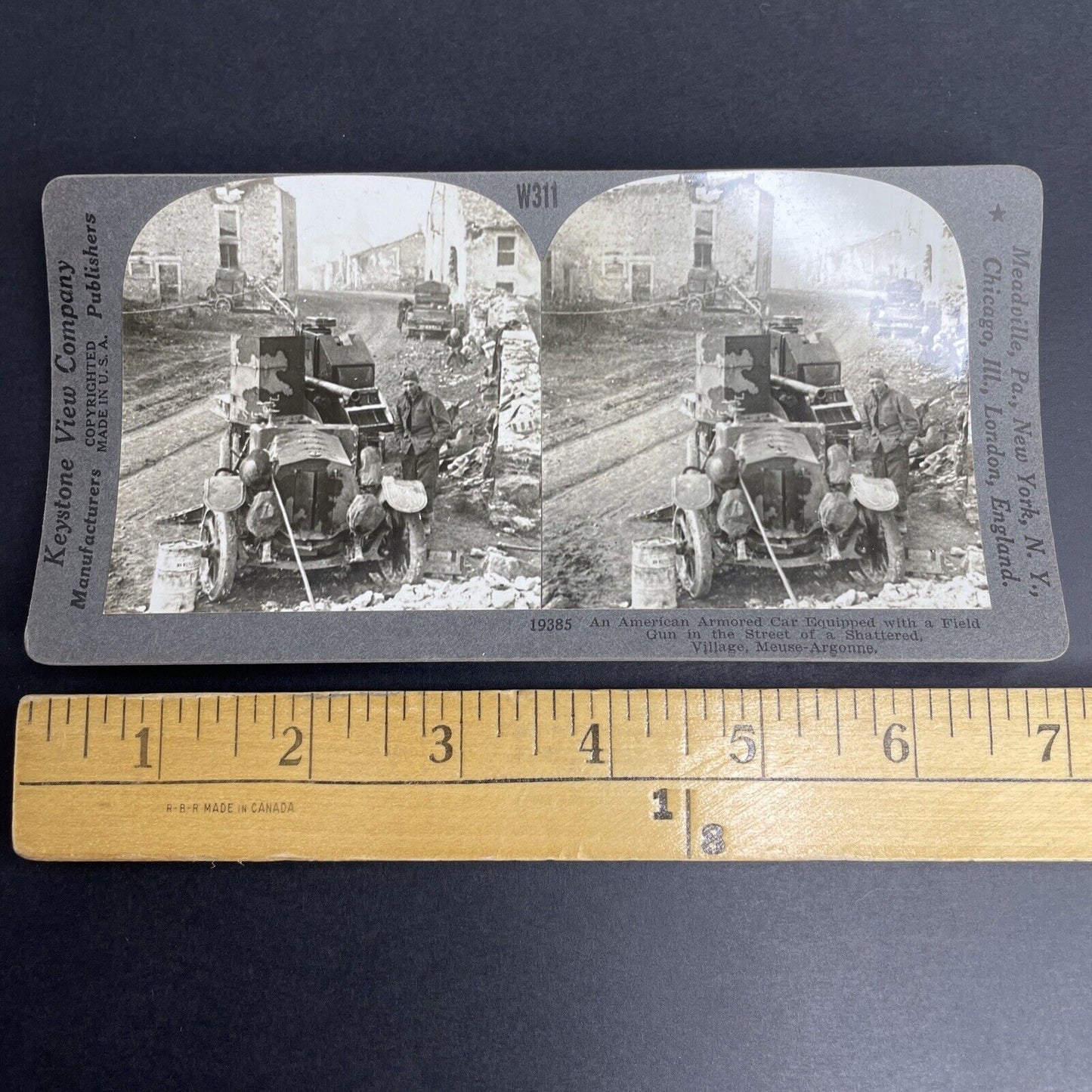 Antique 1918 American USA Armored Car World War 1 WWI Stereoview Photo Card P940