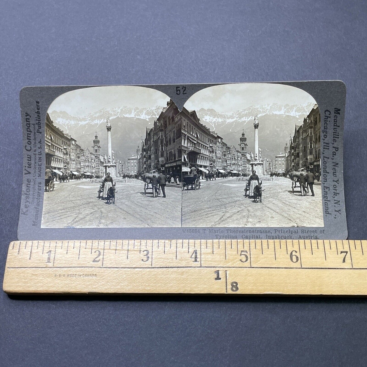 Antique 1910s Woman With Dog Cart Innsbruck Austria Stereoview Photo Card P2733