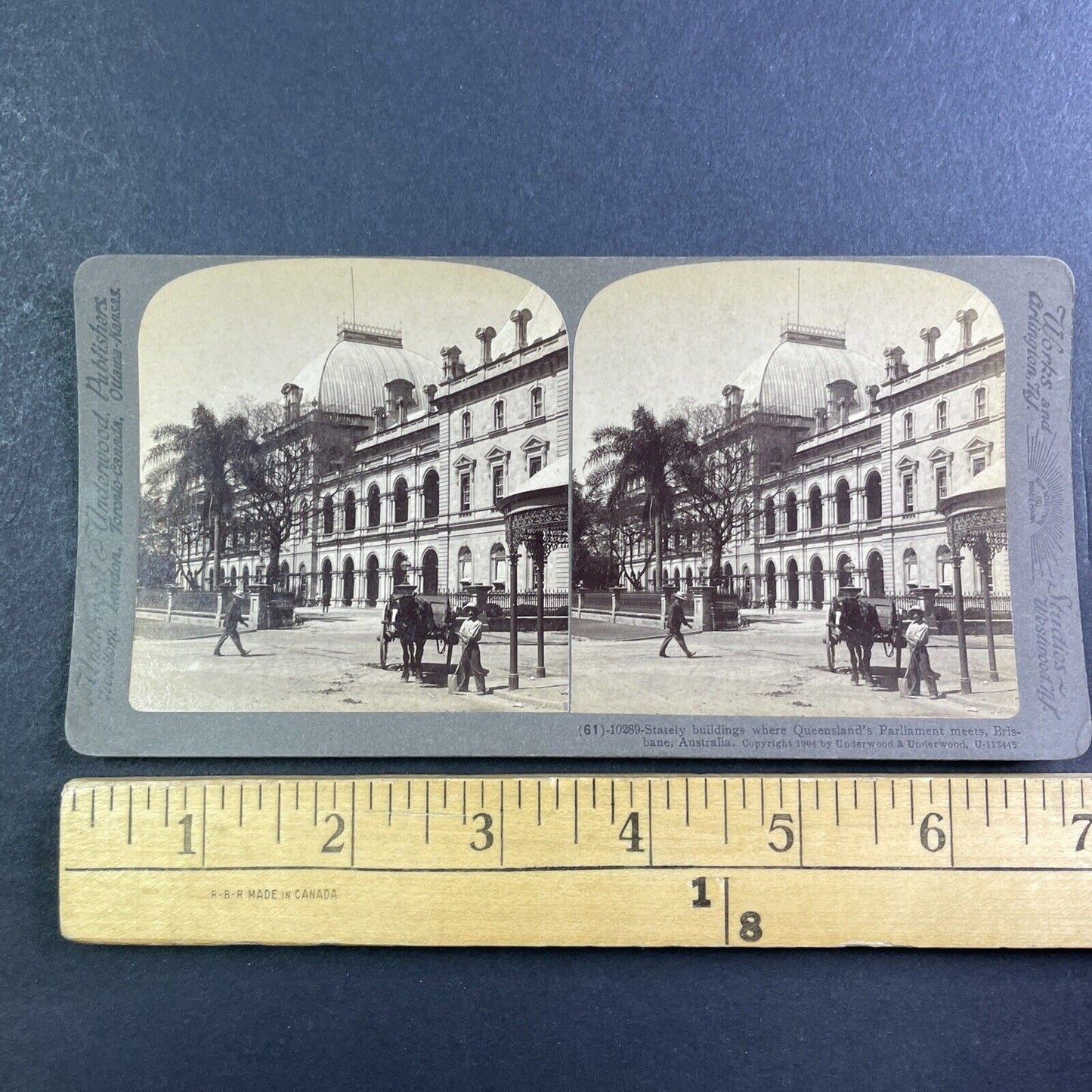 Brisbane Australia Parliament Buildings Stereoview Antique c1908 X4086