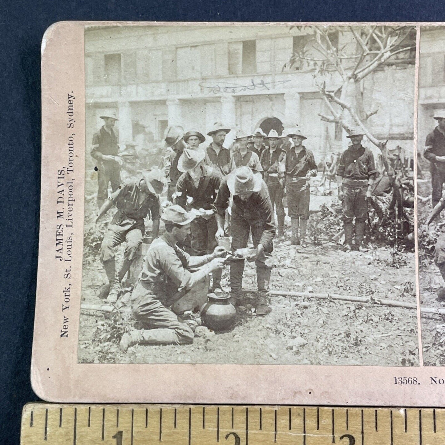 North Dakota National Guard Soldiers Stereoview James Davis Antique c1900 X1514