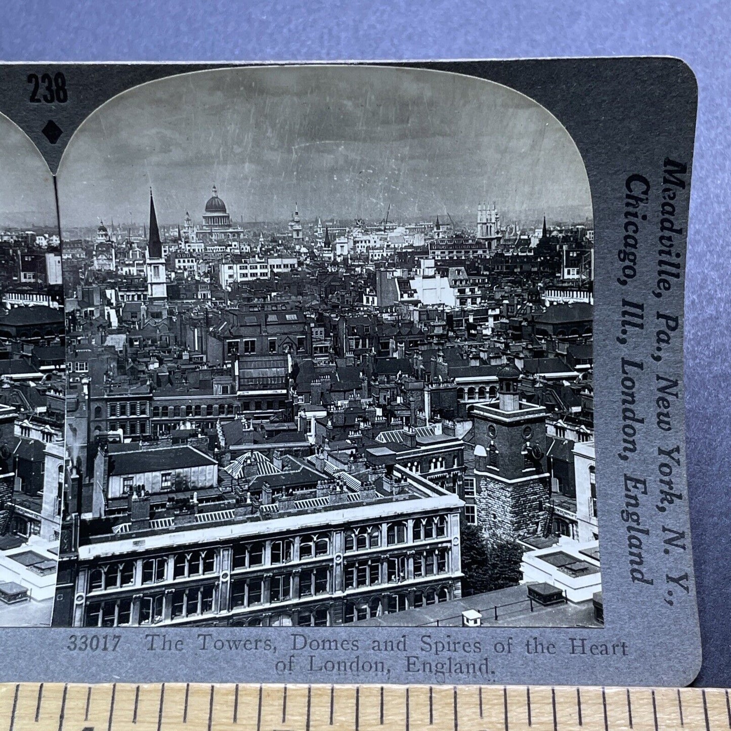 Antique 1920s London England Downtown Aerial View Stereoview Photo Card V2962