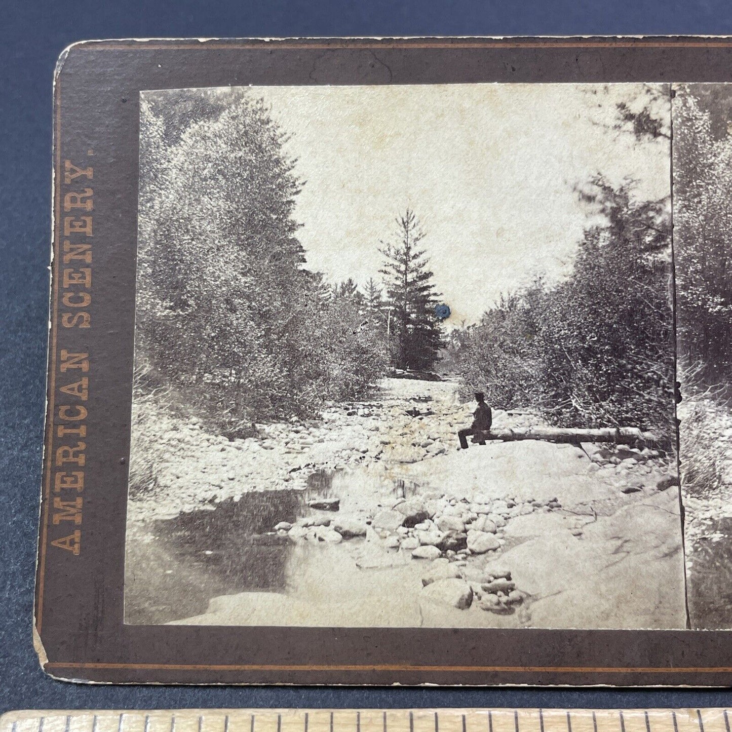 Antique 1870s Fishing In Manchester New Hampshire Stereoview Photo Card V1934