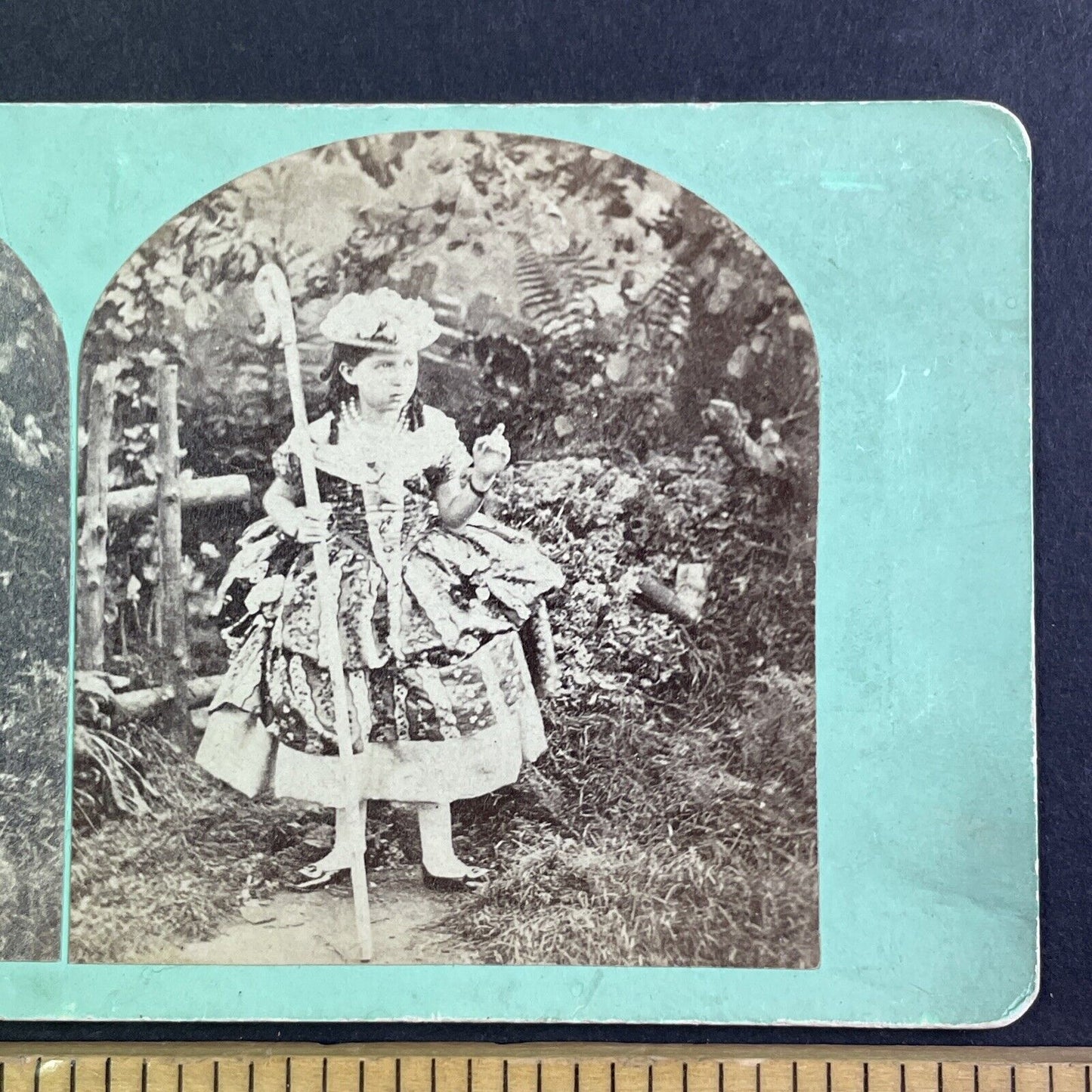 Little Bo Peep In The Garden Stereoview London England Antique c1855 X3657