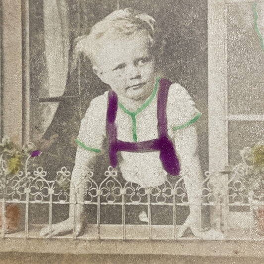 Antique 1870s Little German Boy In Lederhosen Stereoview Photo Card P4727