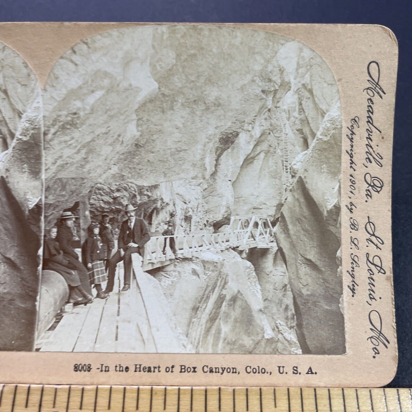 Antique 1901 Box Canyon Walkway Colorado Stereoview Photo Card P3489