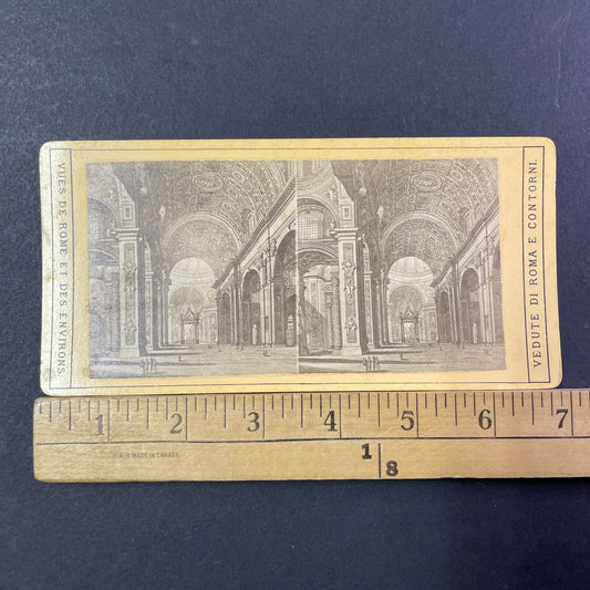 St. Peter's Basilica Rome Italy Stereoview Interior View Antique c1871 X2791