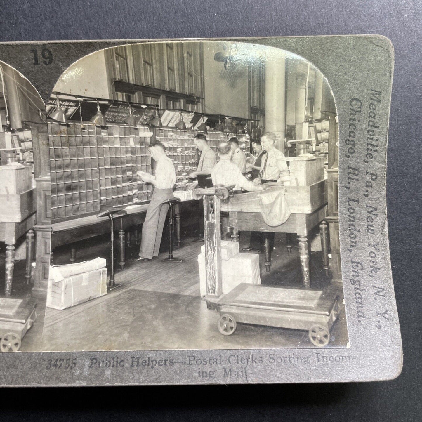 Antique 1920s USPS Mail Clerks Sorting Letters Stereoview Photo Card P1691