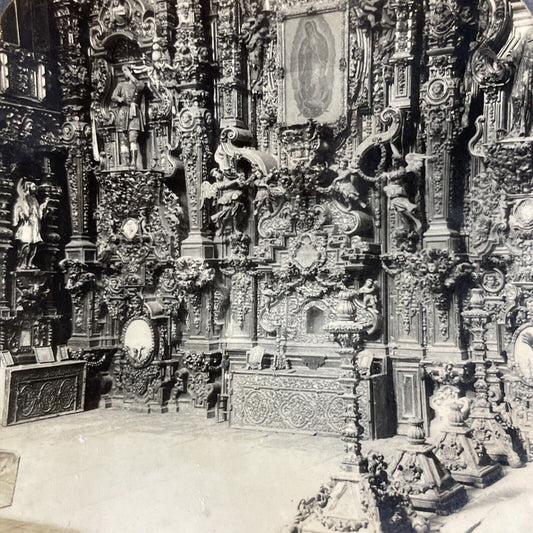 Antique 1920s Tepoztlan Church Carvings Mexico Stereoview Photo Card P4920