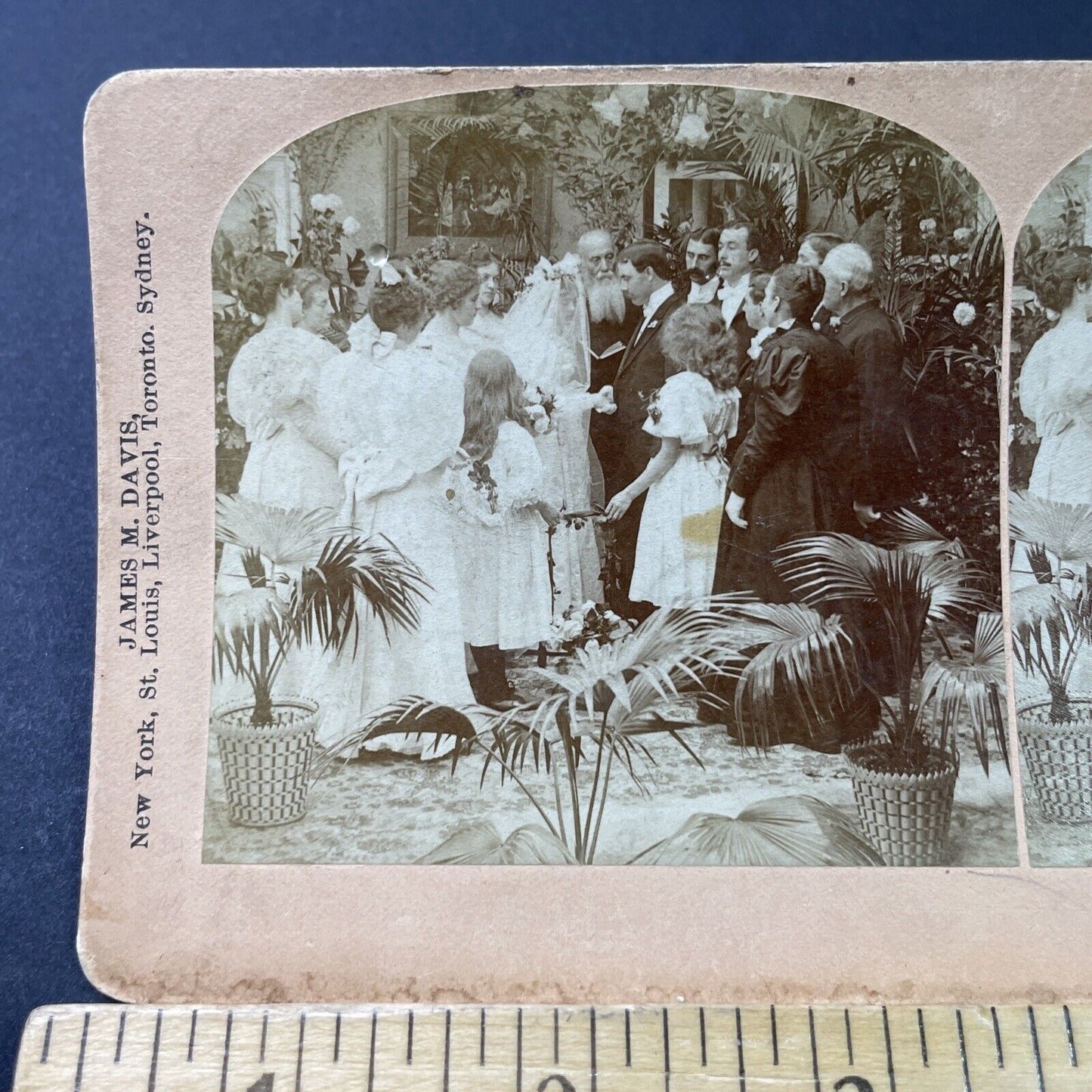 Antique 1897 Victorian Groom Places Ring On Finger Stereoview Photo Card P2957