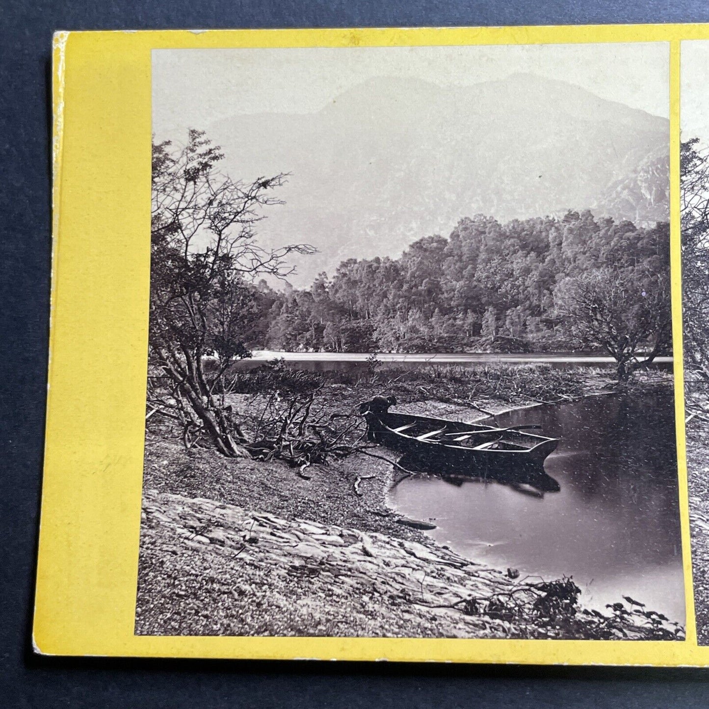 Antique 1860s Fishing Boat On Loch Katrine Scotland Stereoview Photo Card P1415