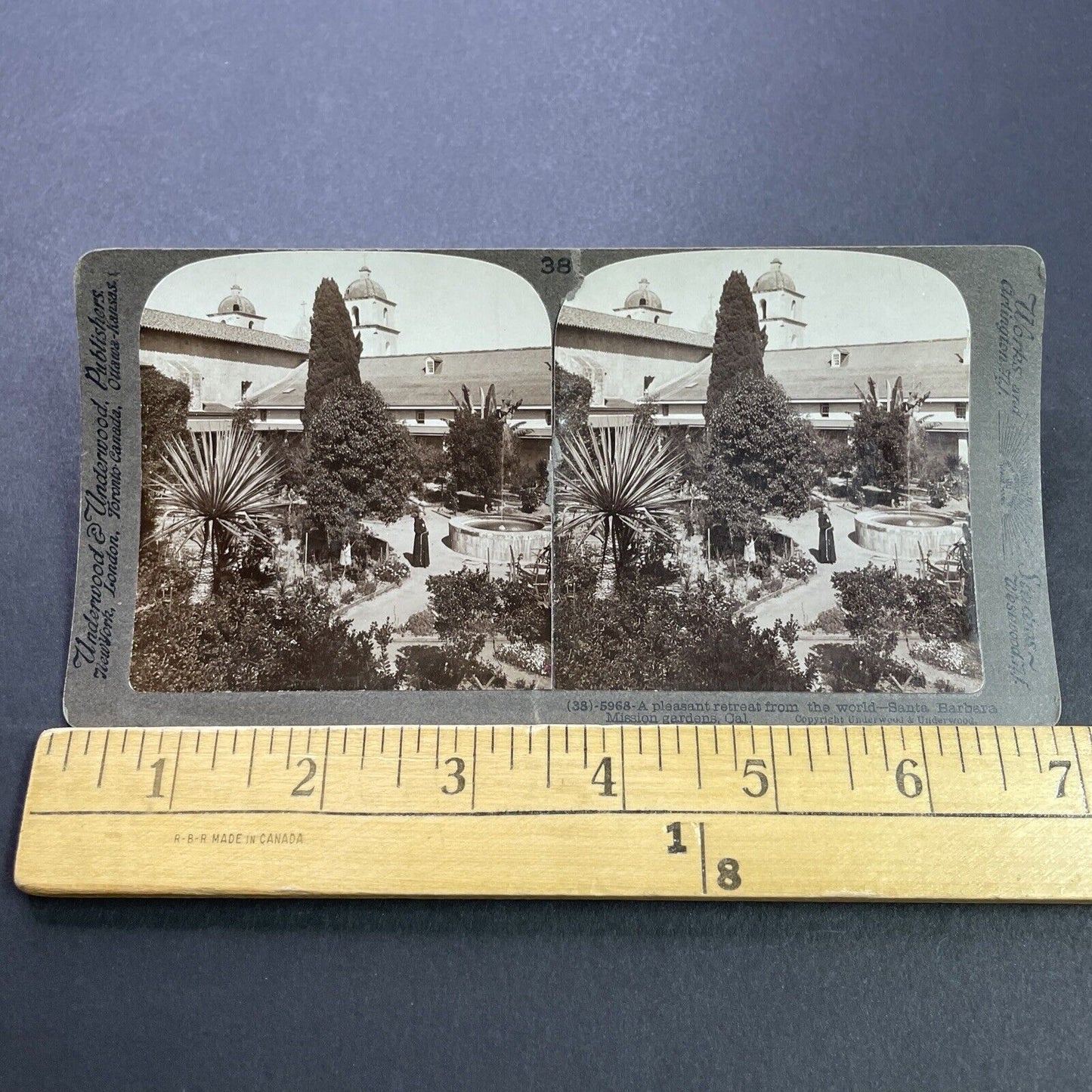 Antique 1903 Mission Church Santa Barbara California Stereoview Photo Card P3525