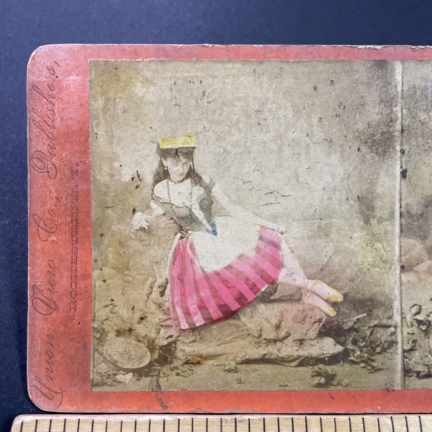 Antique 1860s Actress Annie Kemp Bowler Black Crook Stereoview Photo Card P3992