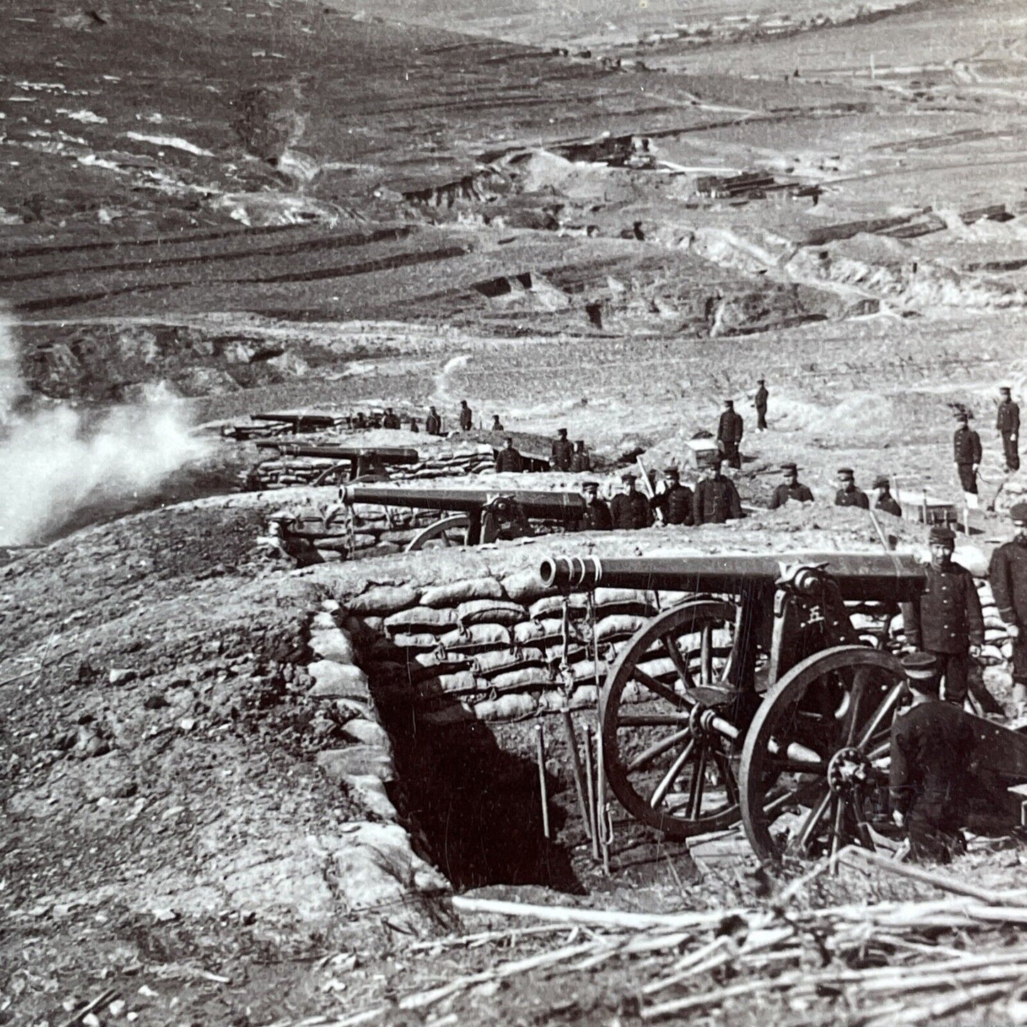 Japanese Artillery Canons Stereoview Russo-Sino War Antique c1905 X4195