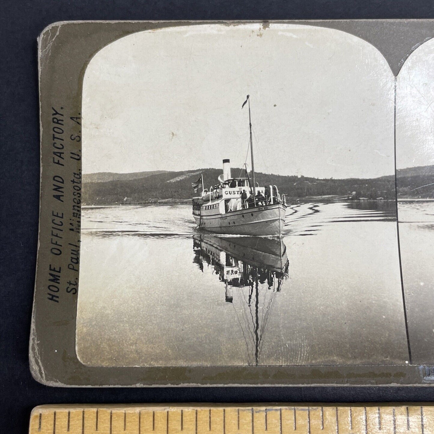 Antique 1890s Gustav Wasa Steamship Lake Siljan Stereoview Photo Card P936