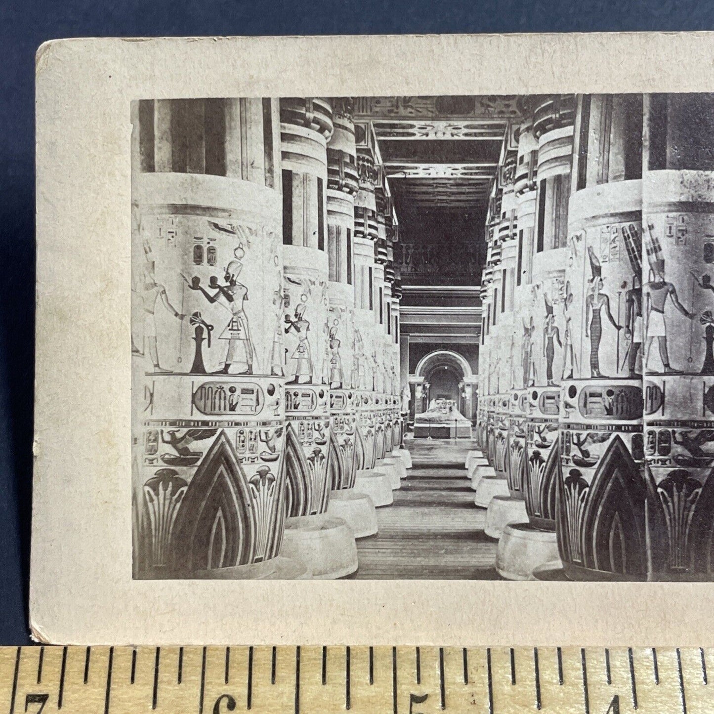 Antique 1860s Crystal Palace Egypt Pillars London Stereoview Photo Card P1980-07