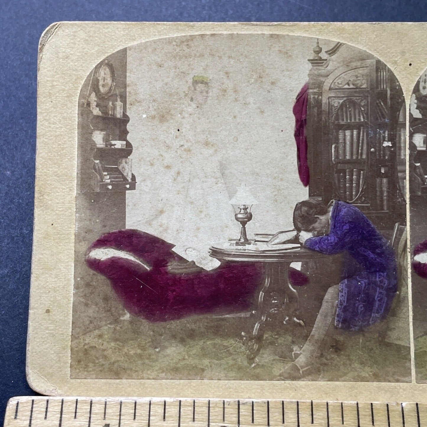 Antique 1860s Artist Dreams Of Beautiful Woman Stereoview Photo Card P4013