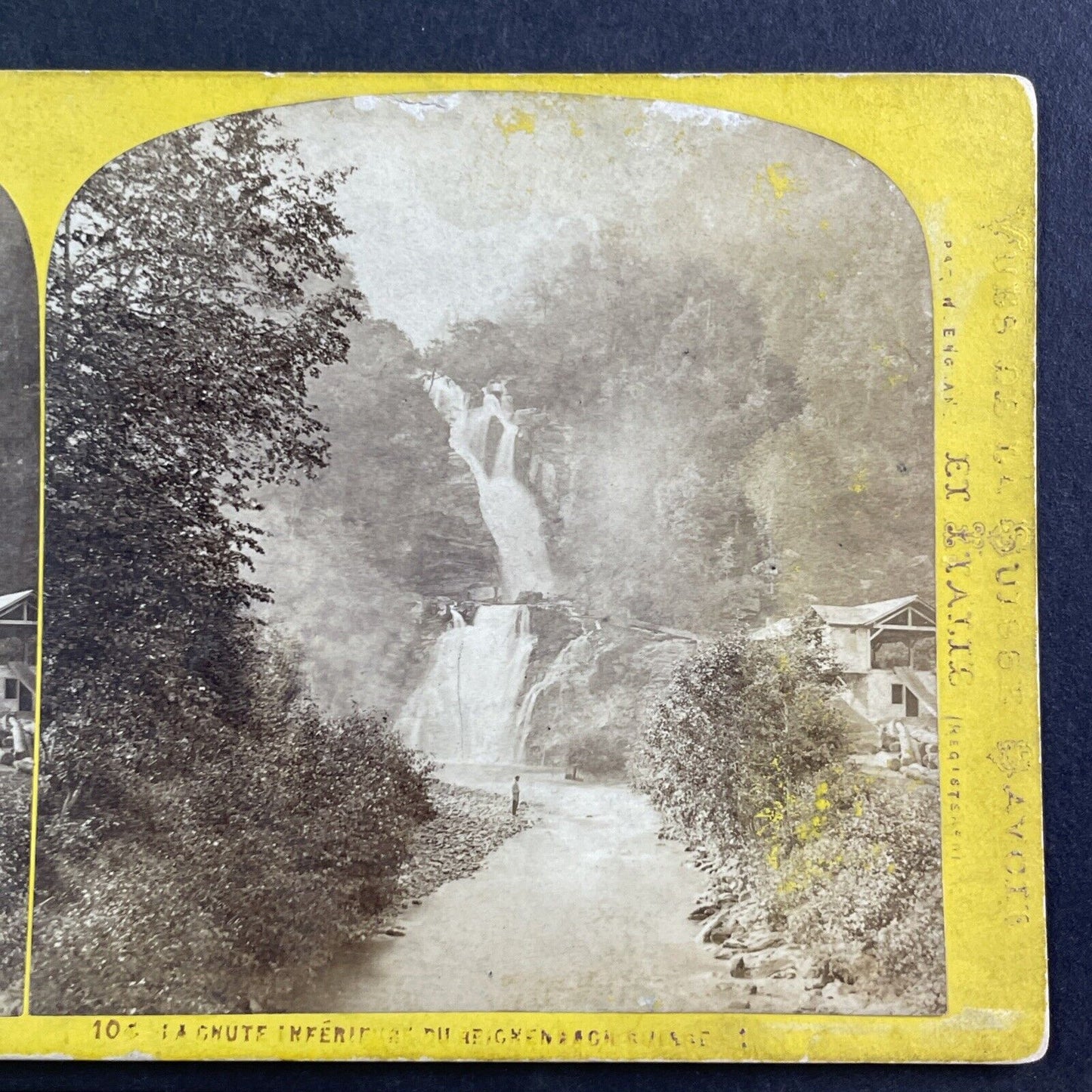 Switzerland Reichenbach Waterfall Stereoview William England Antique c1870 X4074