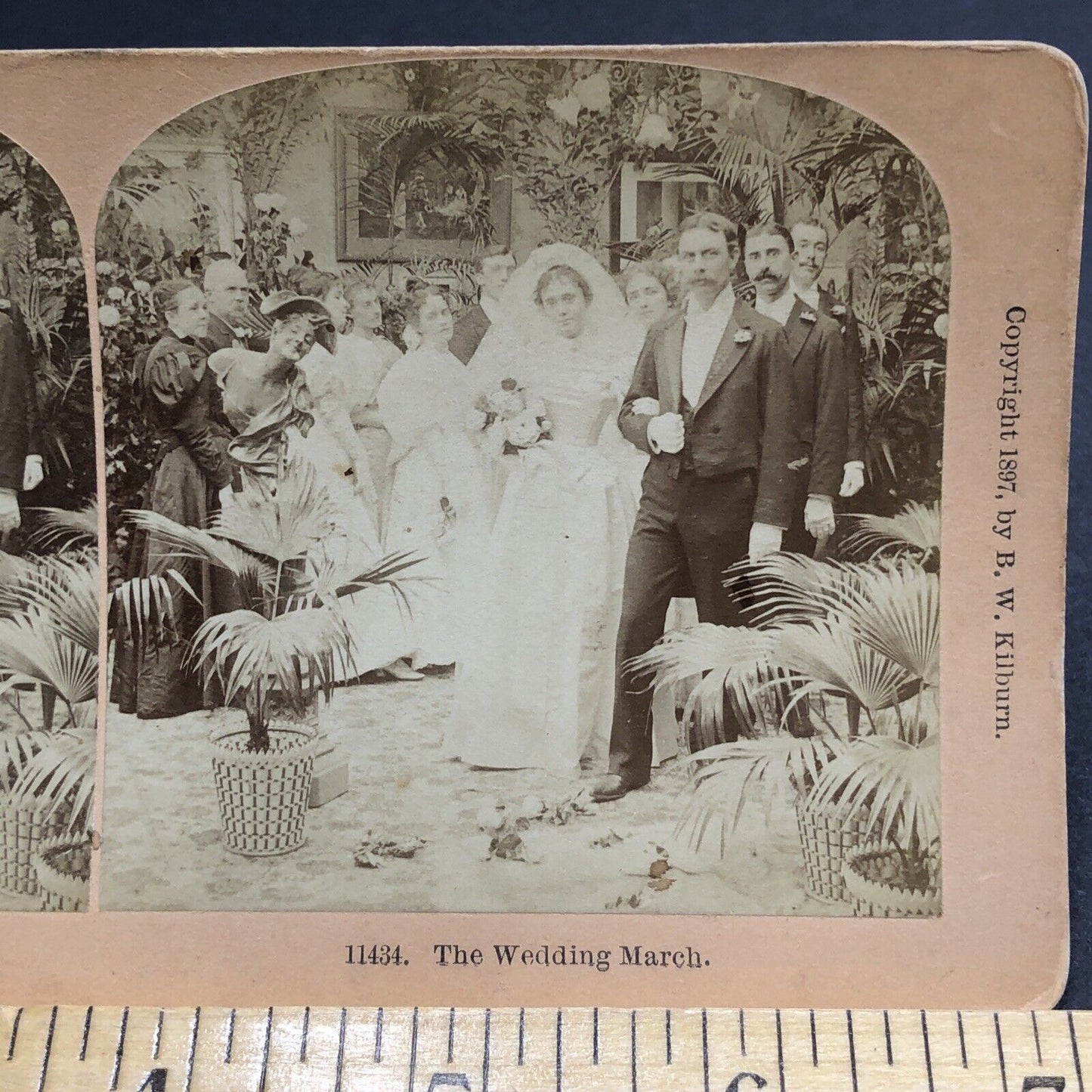 Antique 1897 An American Wedding In Victorian Era Stereoview Photo Card P1994