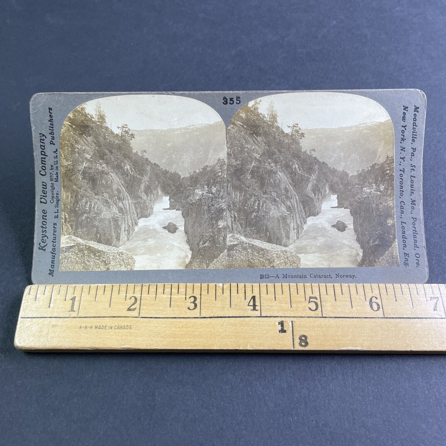 Antique 1897 Glacial River Northern Norway Stereoview Photo Card P2123