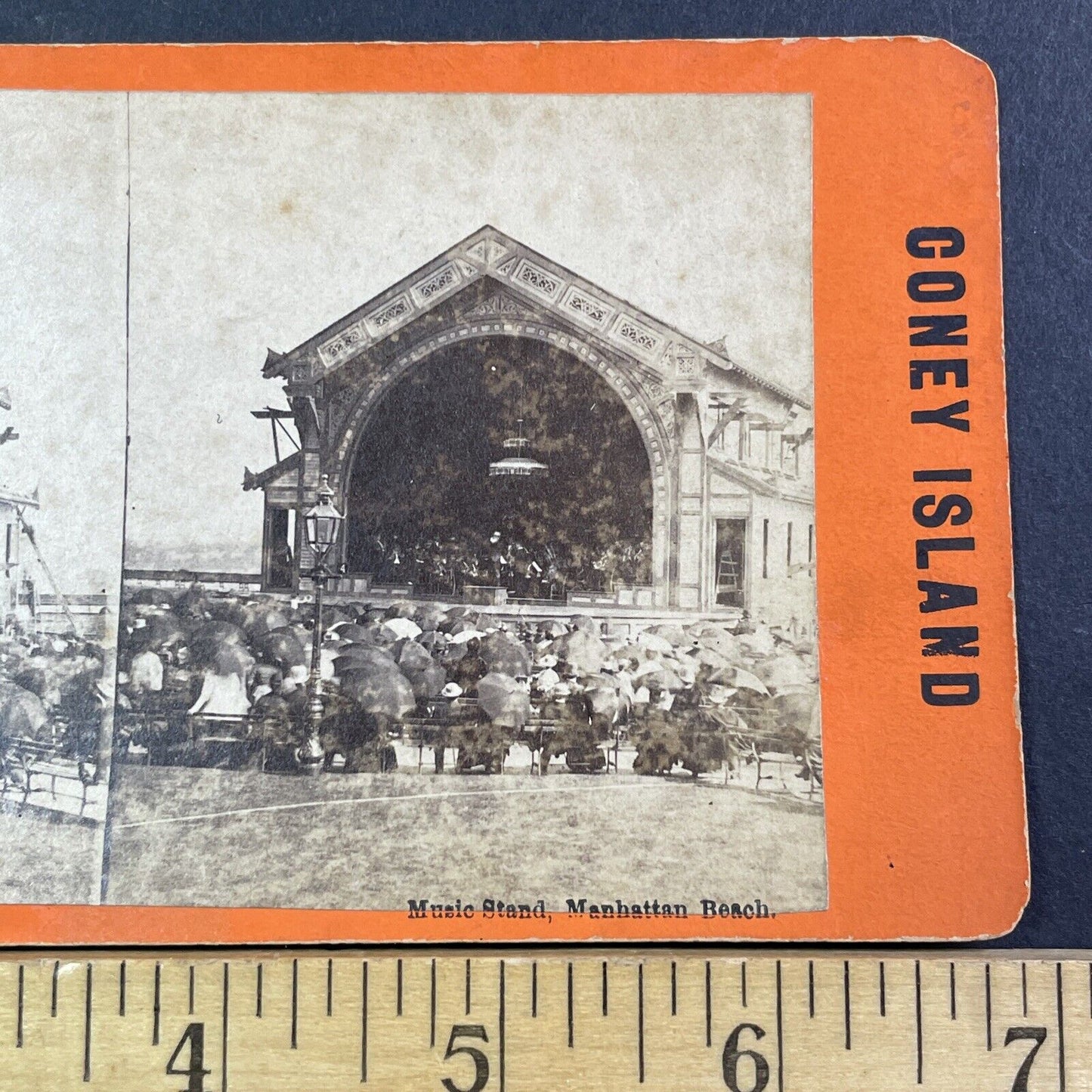Coney Island Manhattan Beach Music Stand Stereoview New York Antique c1870 Y100
