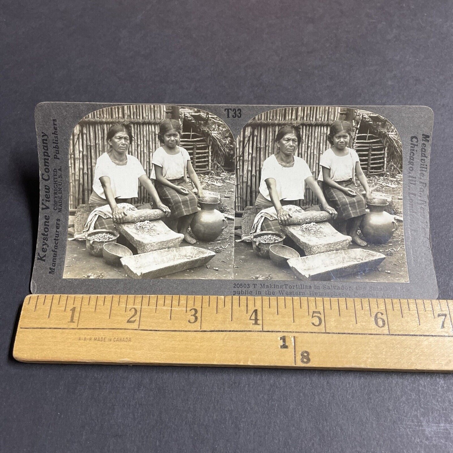 Antique 1910s El Salvador Woman Making Tortillas Stereoview Photo Card P4470