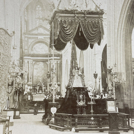 Antique 1889 Inside Great Cathedral Antwerp Belgium Stereoview Photo Card P4506