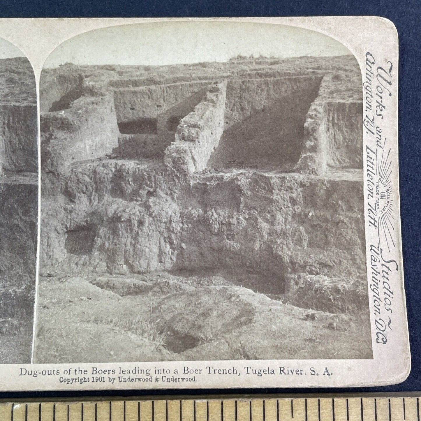 A Boer War Trench in South Africa Stereoview Antique c1901 Y3015