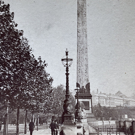 Antique 1890s Cleopatra's Needle London England Stereoview Photo Card P1886