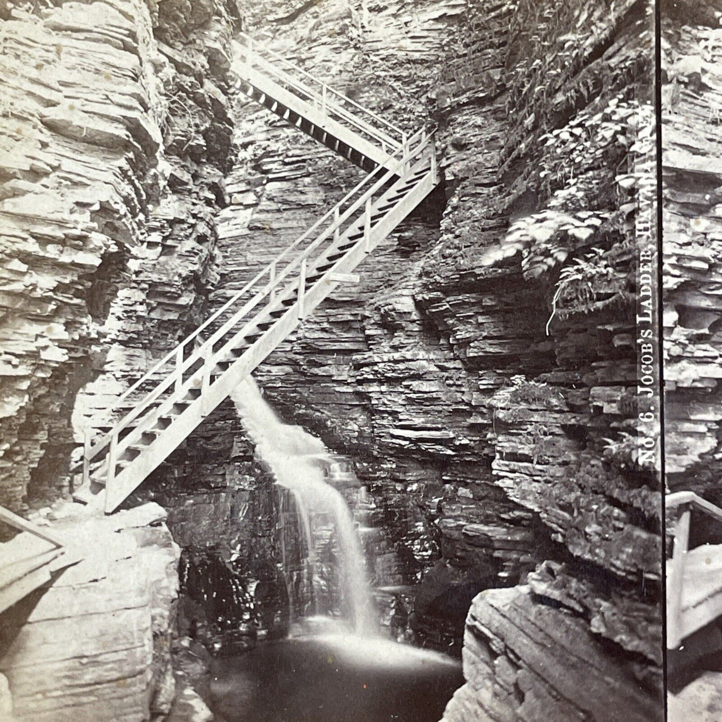 Jocob's Ladder Watkins Glen New York Stereoview R.D. Crum c1870 Y1045 MISPRINT