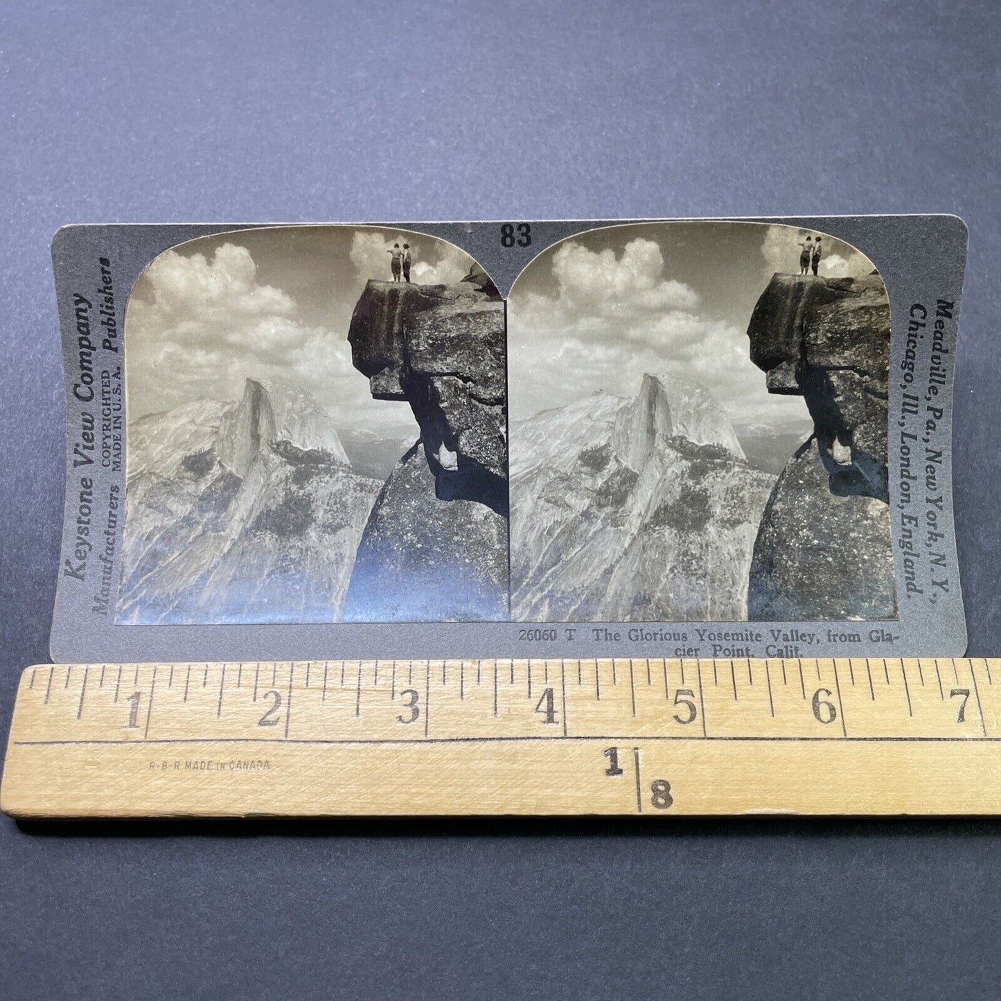 Antique 1909 Men Tempt Fate Glacier Point Yosemite Stereoview Photo Card P2756