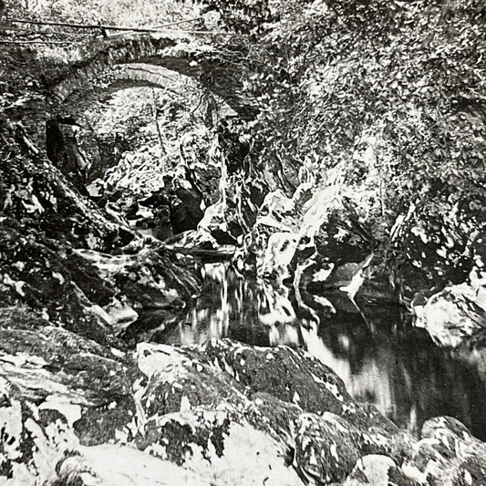 Antique 1897 Betws-y-Coed Bridge Wales UK Stereoview Photo Card P4474