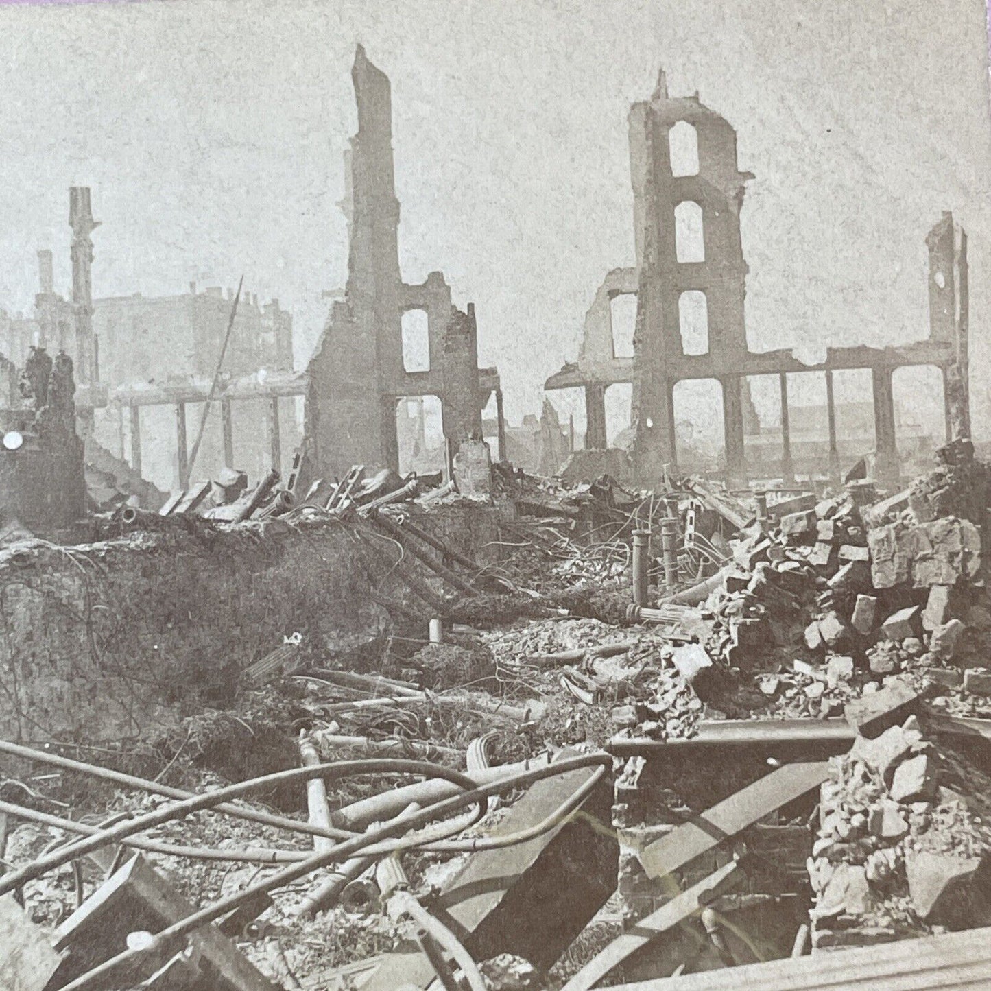 Ruins From The Great Chicago Fire Disaster Stereoview Antique c1871 X3676