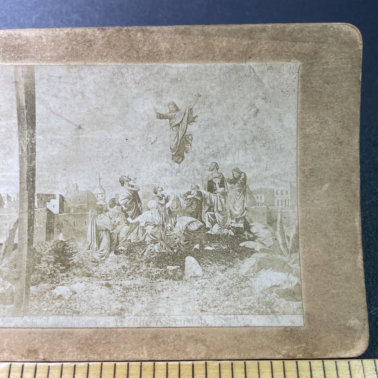 Antique 1860s The Ascension Of Jesus Christ Stereoview Photo Card P3402